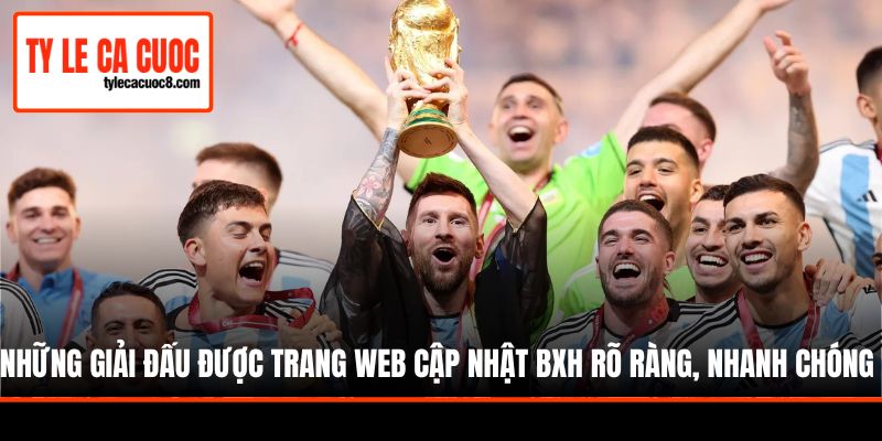 Những giải đấu được trang web cập nhật BXH rõ ràng, nhanh chóng